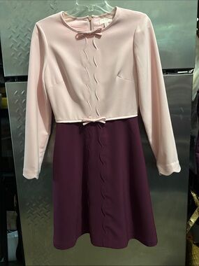 Ted baker Two-Tone Pink and Deep Plum Long-Sleeve Dress size 1